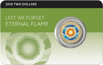 2018 $2 Lest We Forget Eternal Flame Coloured UNC Coin