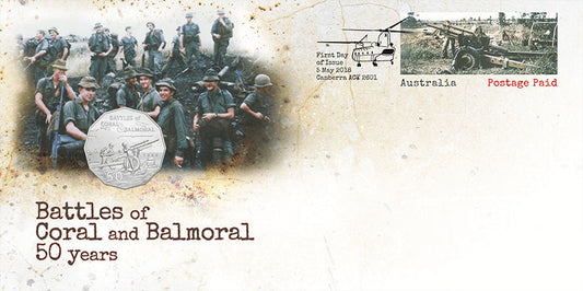 2018 50c Battles of Coral and Balmoral 50 Years PNC
