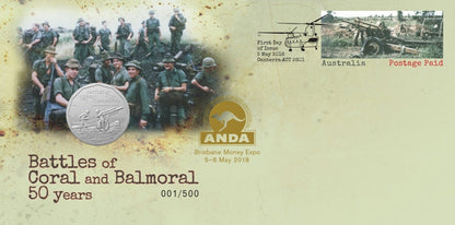2018 50c ANDA Brisbane Battles of Coral and Balmoral 50 Years PNC