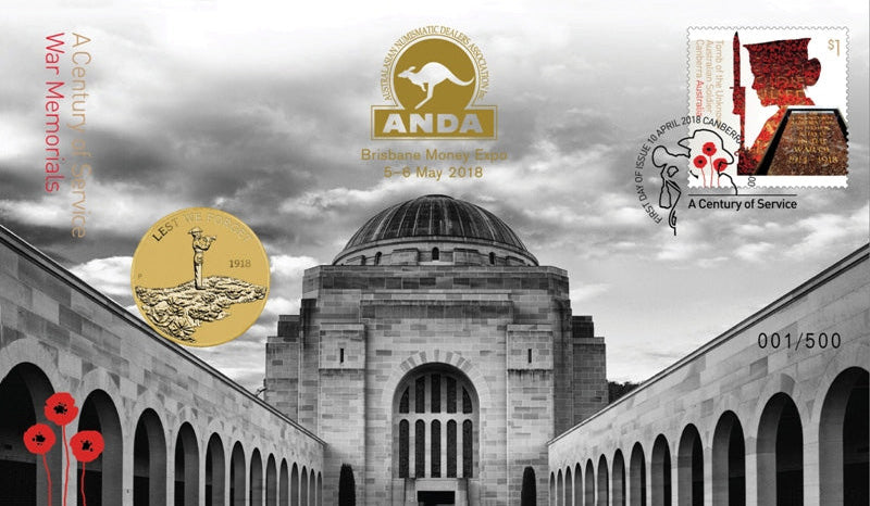 2018 $1 ANDA Brisbane A Century of Service War Memorials Lest We Forget PNC