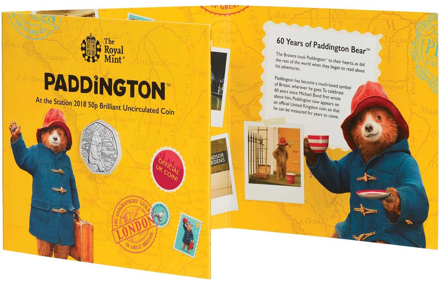 UK 2018 50p Celebrating The 60th Anniversary of Paddington At The Station Uncirculated Coin