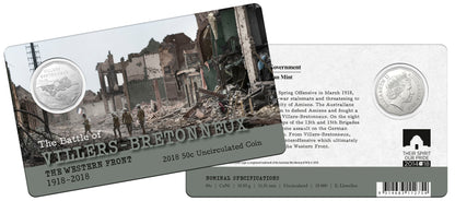 2018 50c The Battle of Villers-Bretonneux The Western Front Uncirculated Coin