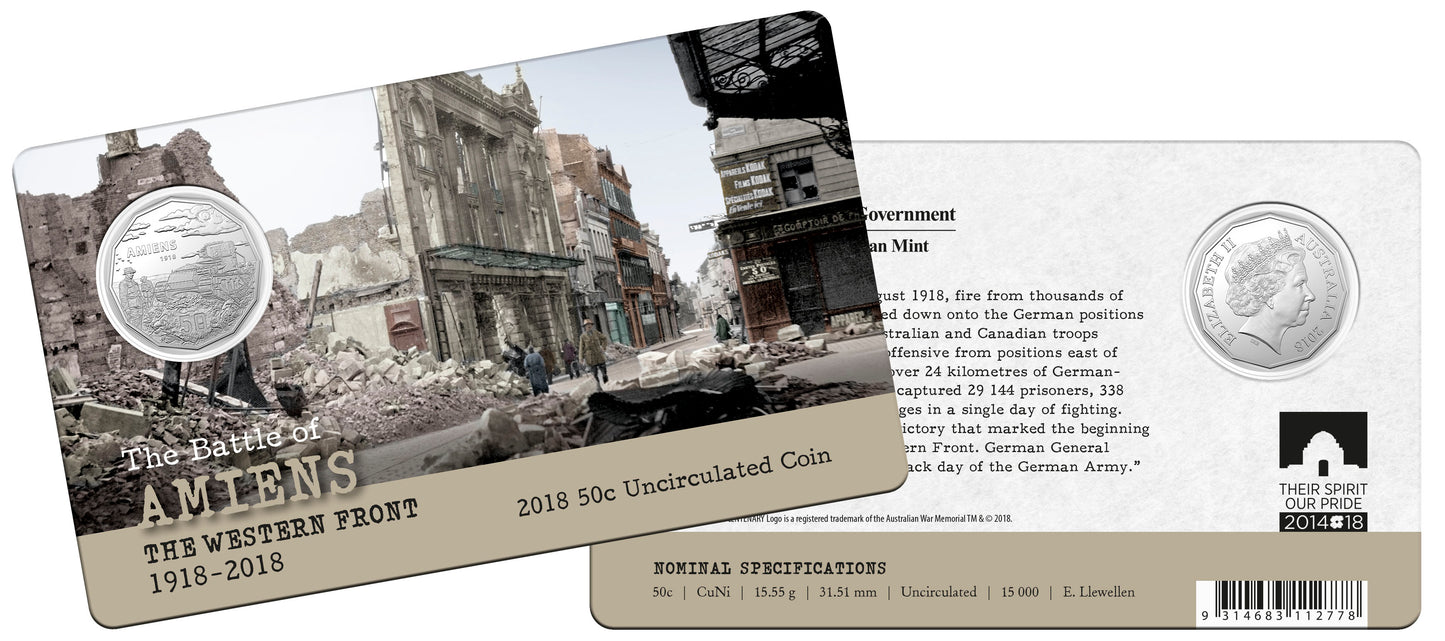 2018 50c The Battle of Amiens The Western Front Uncirculated Coin