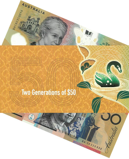 2018 $50 Two Generations of Banknotes Folder