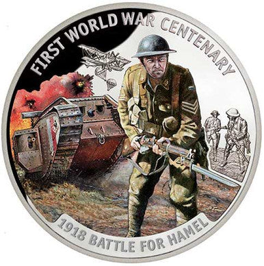 Solomon Islands 2018 $10 First World War Centenary Battle For Hamel Silver Coloured Proof Coin