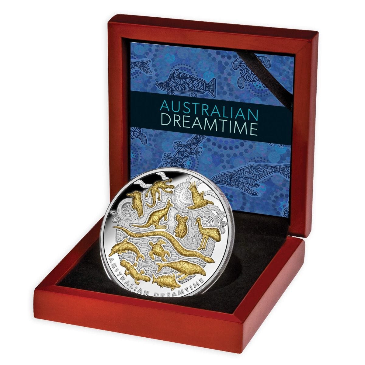 Niue 2019 $10 WMF Australian Dreamtime Selectively Gold Plated 5oz Silver Proof Coin
