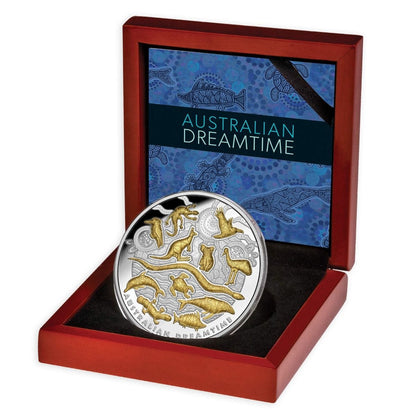 Niue 2019 $10 WMF Australian Dreamtime Selectively Gold Plated 5oz Silver Proof Coin
