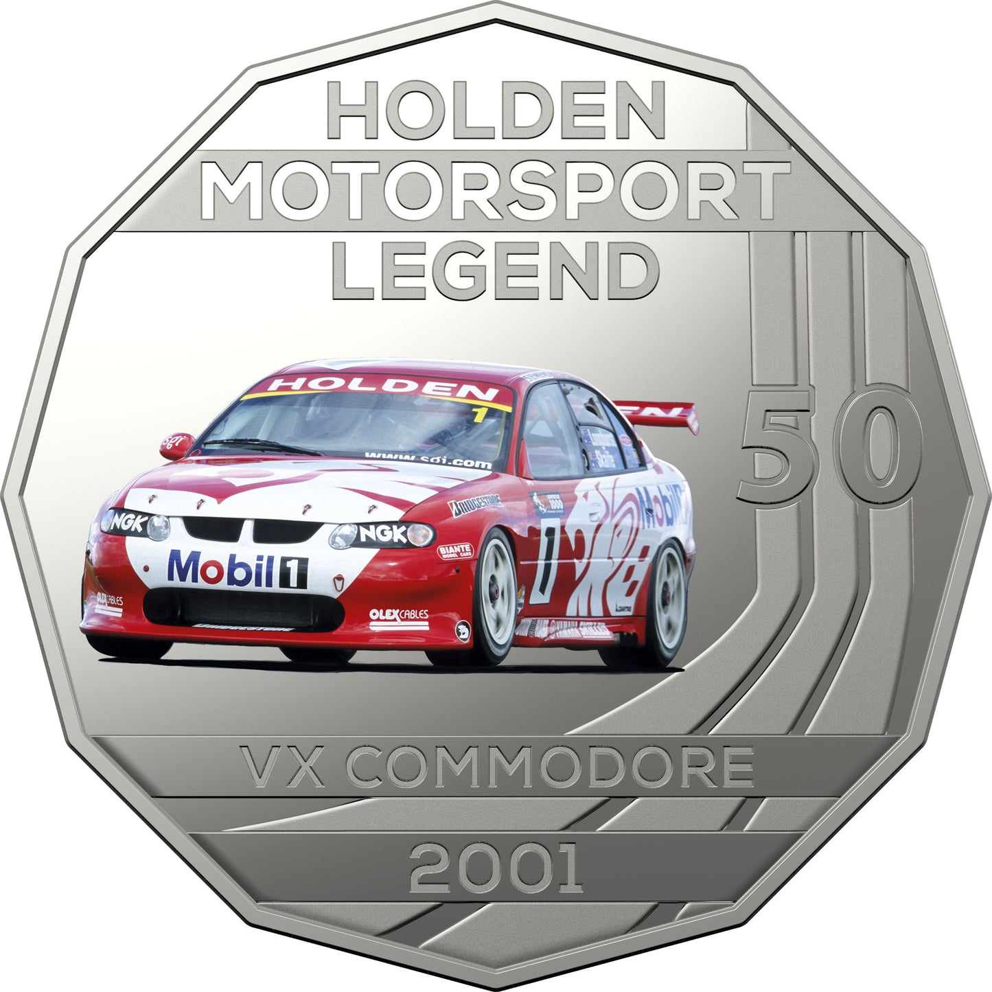 2018 50c Holden High Octane Coloured Uncirculated 7 Coin Collection with Tin
