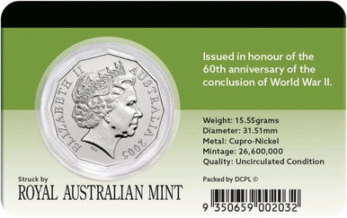 2005 50c Remembrance End of WWII UNC Coin
