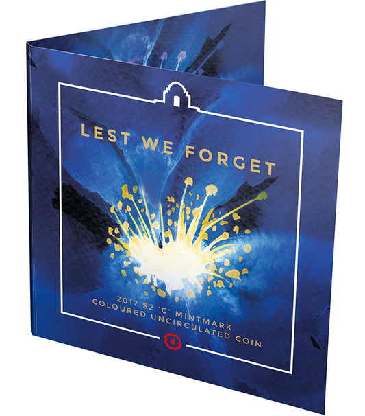 2017 $2 Lest We Forget 'C' Mintmark Coloured Uncirculated Coin