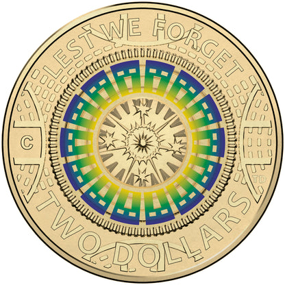 2017 $2 Lest We Forget 'C' Mintmark Coloured Uncirculated Coin