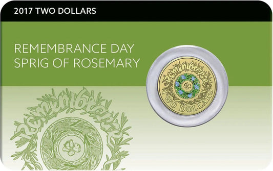 2017 $2 Remembrance Day Sprig of Rosemary Coloured UNC Coin