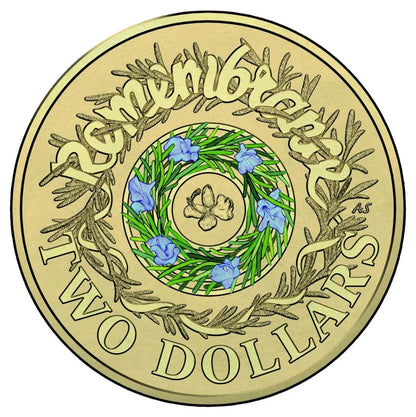 2017 $2 Remembrance Day Sprig of Rosemary Coloured UNC Coin