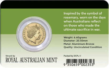 2017 $2 Remembrance Day Sprig of Rosemary Coloured UNC Coin