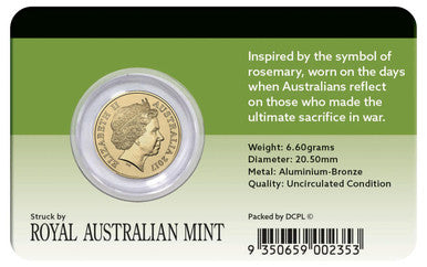 2017 $2 Remembrance Day Sprig of Rosemary Coloured UNC Coin