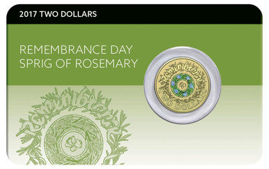 2017 $2 Remembrance Day Sprig of Rosemary Coloured UNC Coin