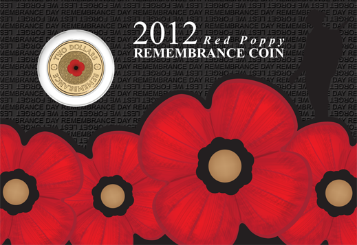 2012 $2 Remembrance Red Poppy Coloured Uncirculated Coin