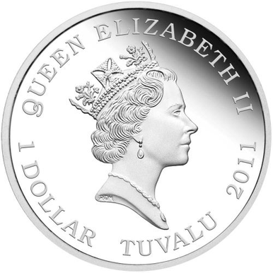 Tuvalu 2011 $1 Wildlife In Need Giant Panda 1oz Silver Coloured Proof Coin