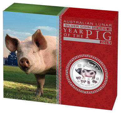 2019 $1 Lunar Pig 1oz Coloured Silver Proof Coin