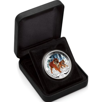 Tuvalu 2012 $1 Wildlife In Need Siberian Tiger 1oz Silver Coloured Proof Coin