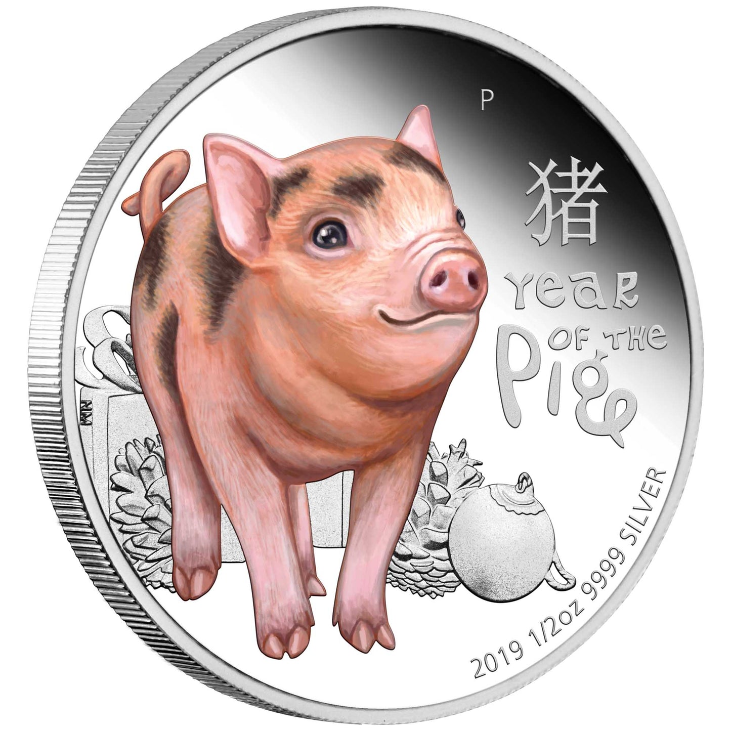 Tuvalu 2019 50c Lunar Baby Year of The Pig 1/2oz Silver Coloured Proof Coin