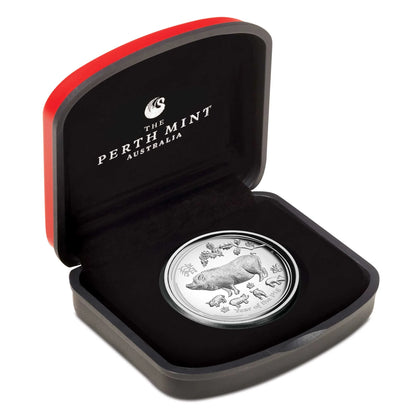 2019 $1 Lunar Year of the Pig 1oz Silver High Relief Proof Coin