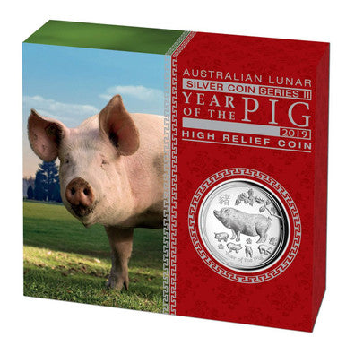 2019 $1 Lunar Pig High Relief 1oz Silver Proof Coin