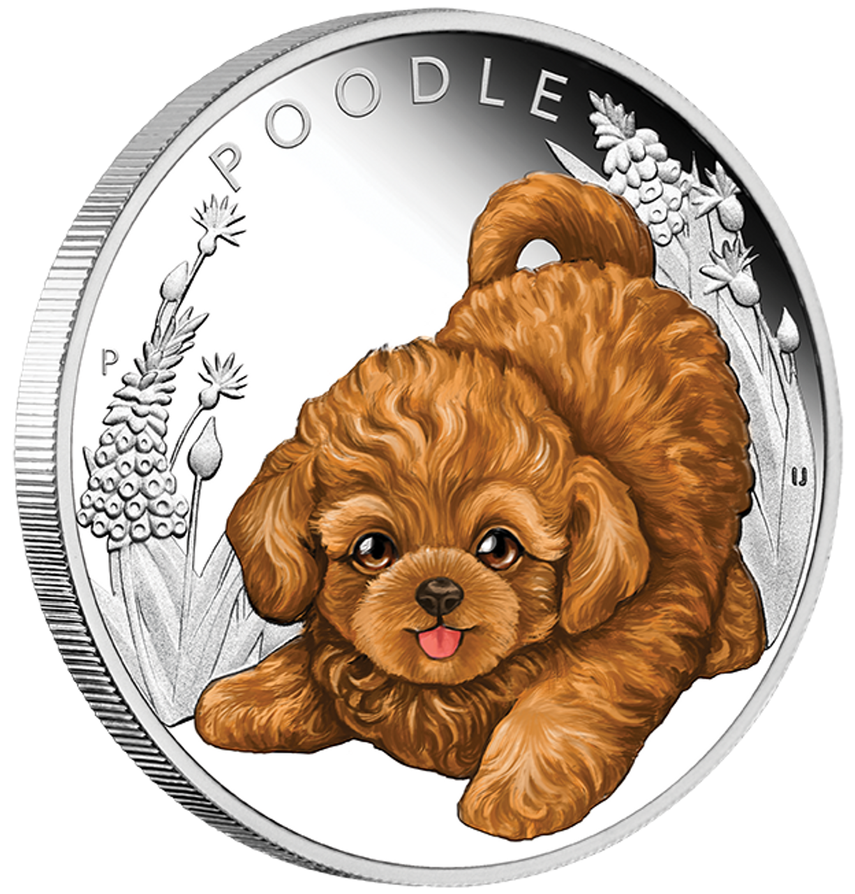 Tuvalu 2018 50c Puppies Poodle 1/2oz Silver Coloured Proof Coin
