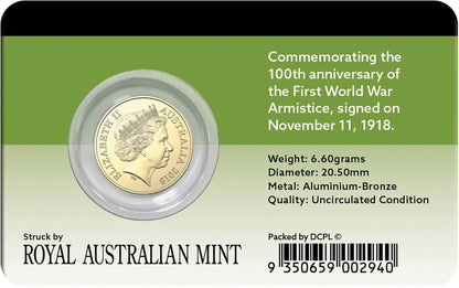2018 $2 Remembrance Day Armistice Coloured UNC Coin