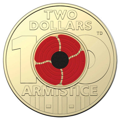 2018 $2 Remembrance Day Armistice Coloured Al-Bronze Uncirculated Coin