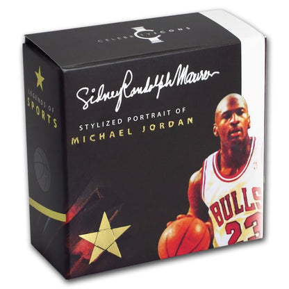 Solomon Islands 2018 $5 Legends of Sports by Sidney Maurer Michael Jordan 1oz Silver Coloured Proof Coin