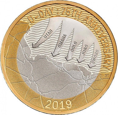 UK 2019 £2 The 75th Anniversary of D-Day Selectively Gold Plated Silver Proof Coin