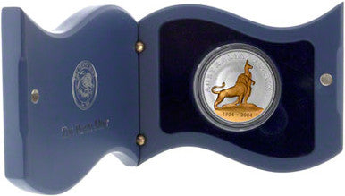 2004 $1 Royal Visit 50th Anniversary Florin 1oz Silver Gilded Proof Coin