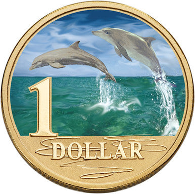 2006 $1 Ocean Series Bottlenose Dolphin Coloured Uncirculated Coin