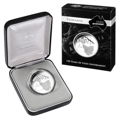 2006 $5 State Government 150 Years of Tasmania Silver Proof Coin