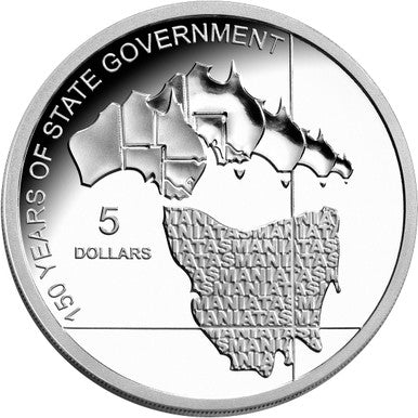 2006 $5 State Government 150 Years of Tasmania Silver Proof Coin