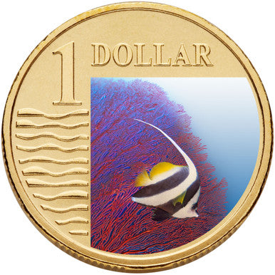 2007 $1 Ocean Series Longfin Bannerfish Coloured Uncirculated Coin