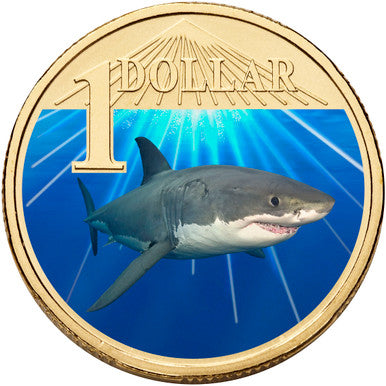 2007 $1 Ocean Series White Shark Coloured Uncirculated Coin