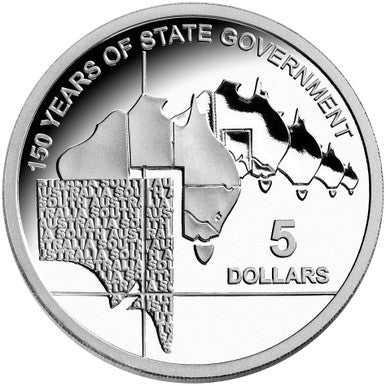2007 $5 State Government 150 Years of South Australia Silver Proof Coin