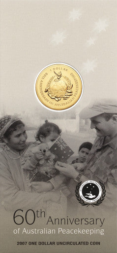 2007 $1 60th Anniversary of Australian Peacekeeping Uncirculated Coin