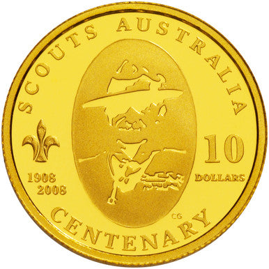 2008 $10 Centenary of Scouts Australia 1/10oz Gold Proof Coin
