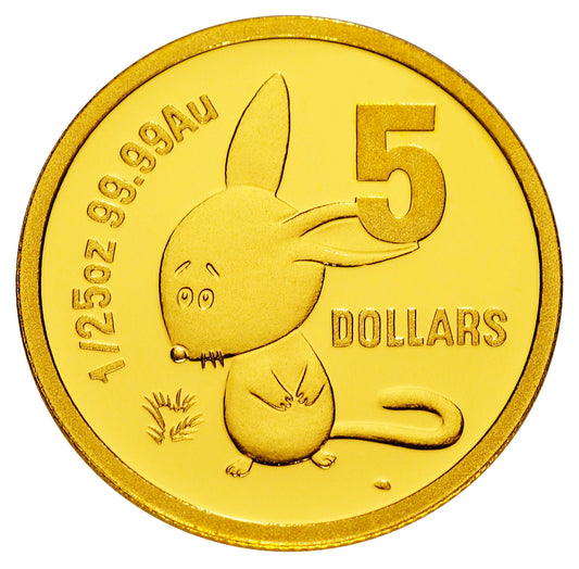 2008 $5 Little Dinkums Binny Bilby 1/25oz Gold Proof Coin