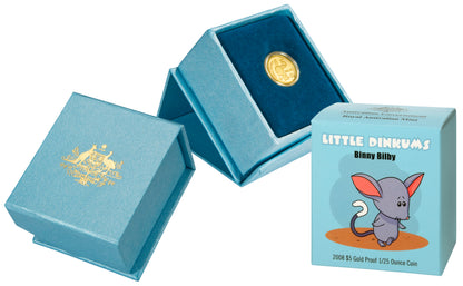 2008 $5 Little Dinkums Binny Bilby 1/25oz Gold Proof Coin