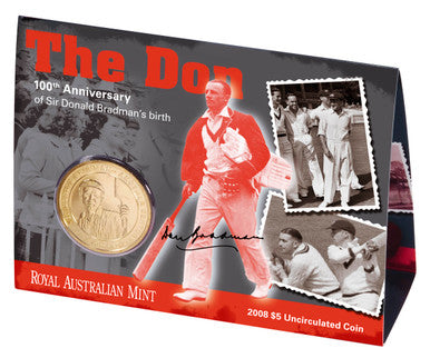 2008 $5 The Don 100th Anniversary of Sir Donald Bradman Uncirculated Coin
