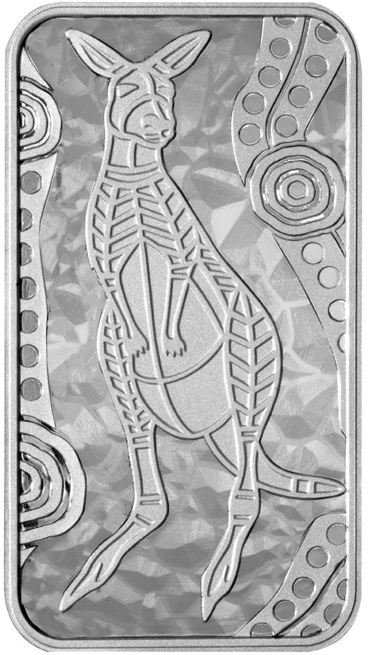 2008 $1 Dreaming Kangaroo 1oz Silver Rectangle Shaped Coin