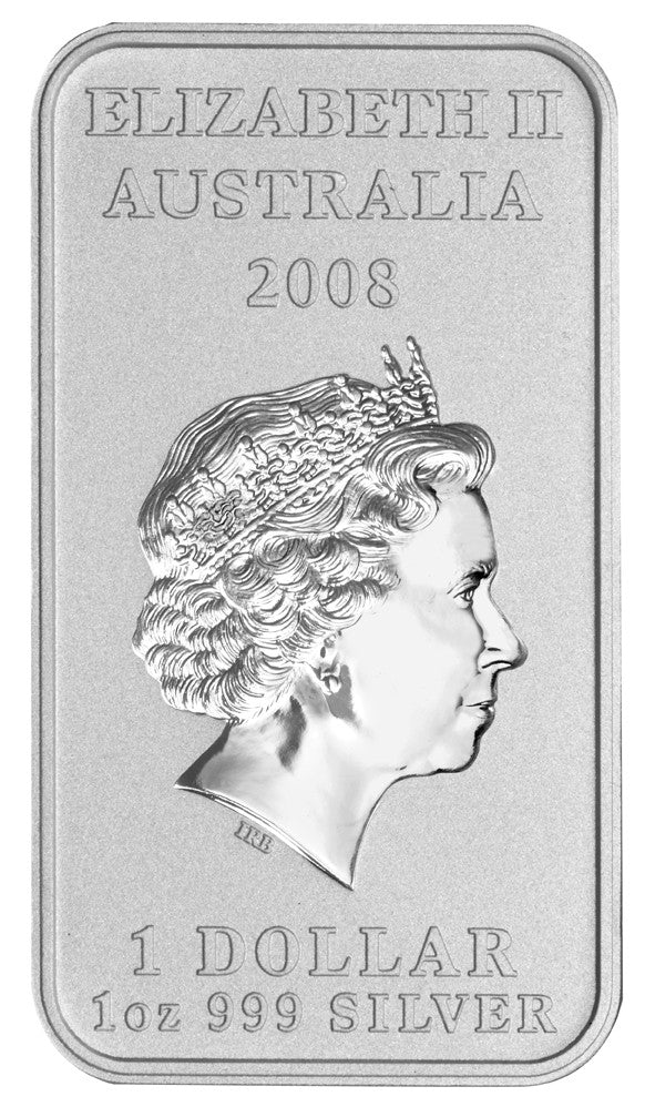 2008 $1 Dreaming Turtle 1oz Silver Rectangle Shaped Coin
