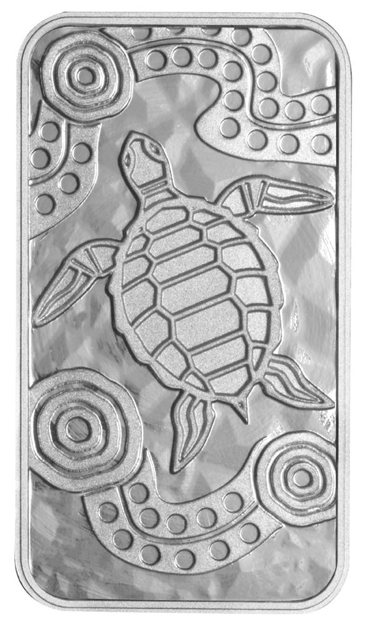 2008 $1 Dreaming Turtle 1oz Silver Rectangle Shaped Coin