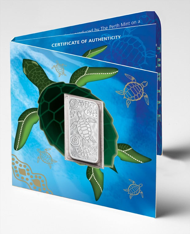 2008 $1 Dreaming Turtle 1oz Silver Rectangle Shaped Coin