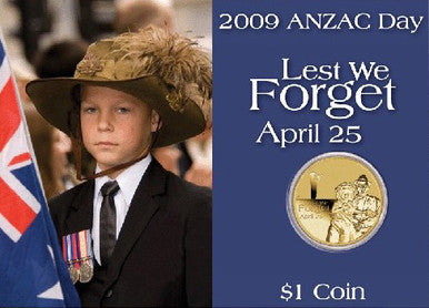 2009 $1 Lest We Forget ANZAC Day Uncirculated Coin