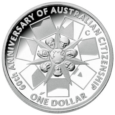 2009 $1 60 Years of Australian Citizenship Silver Proof Coin